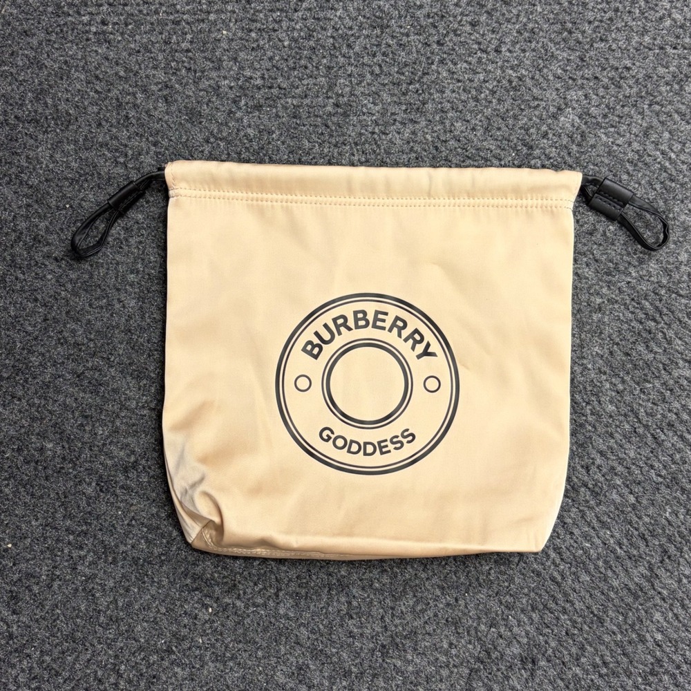 Burberry Goddess Beige Tan Drawstring Pouch Dust Bag Travel Makeup Accessory